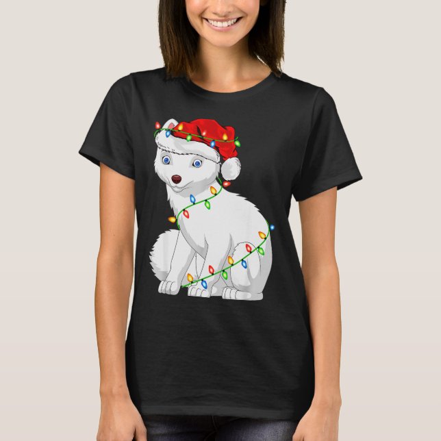 Arctic Fox Animal Lover Xmas Santa Hat Arctic Fox  T-Shirt (Vorderseite)