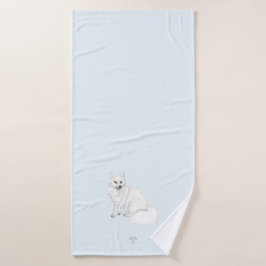 Arctic Fox Art on Icy Blue Background 3pc Bath Set