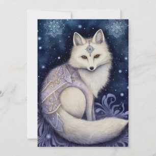 Arctic Fox Boho Mystical Art Feiertagskarte