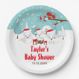 Arctic Fox Christmas Woodland Babydusche Pappteller