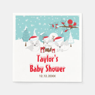 Arctic Fox Christmas Woodland Babydusche Serviette