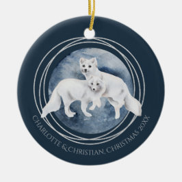 Arctic Fox Couple Winter Weihnachten Personalisier Keramik Ornament