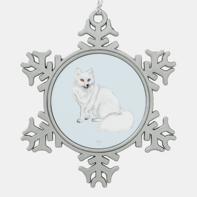 Arctic Fox Holiday Snowflake Framed Ornament (Vorderseite)