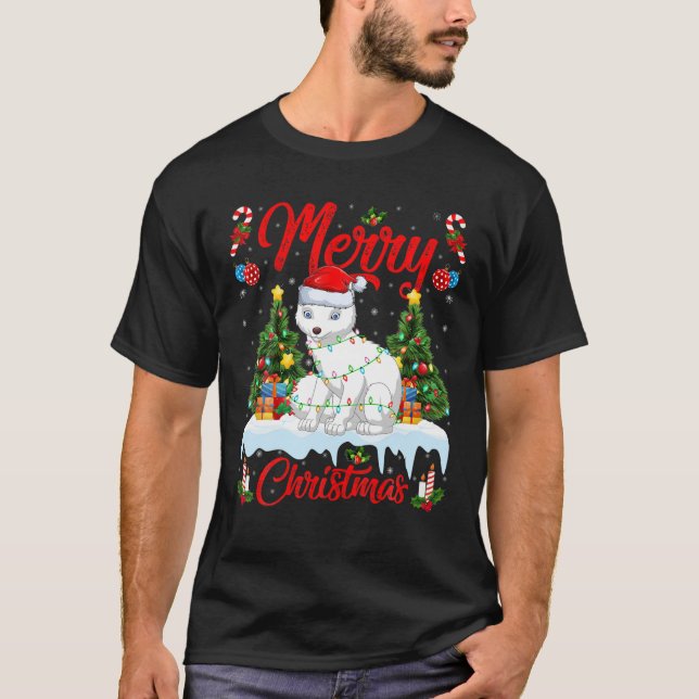 Arctic Fox Lover Xmas Lighting Santa Arctic Fox T-Shirt (Vorderseite)