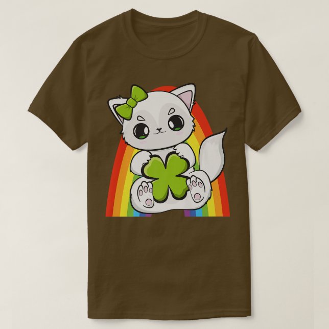 Arctic Fox mit Kleeblatt für den Irish St Patricks T-Shirt (Design vorne)