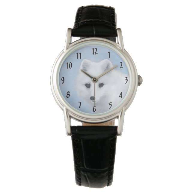 Arctic Fox Painting - Original Wildlife Art Armbanduhr (Vorderseite)