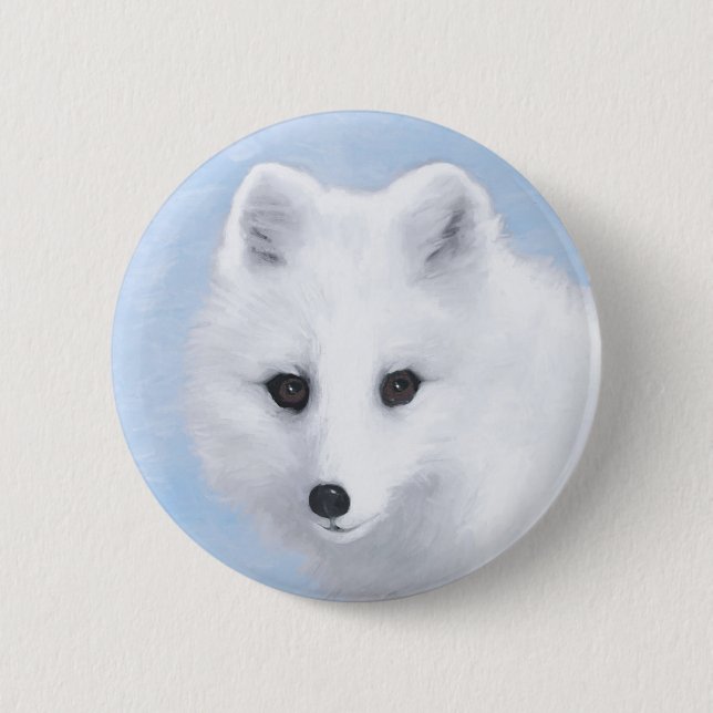 Arctic Fox Painting - Original Wildlife Art Button (Vorderseite)