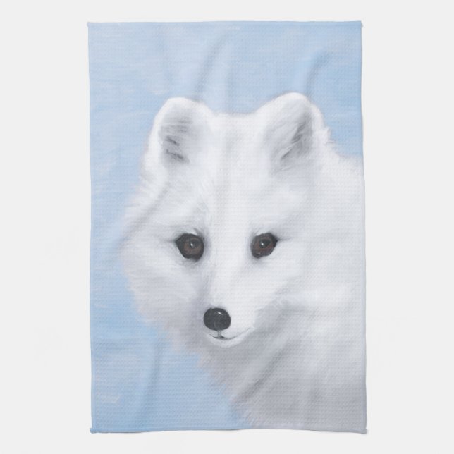 Arctic Fox Painting - Original Wildlife Art Geschirrtuch (Vertikal)