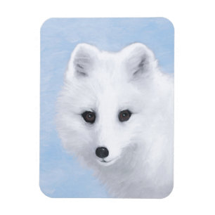 Arctic Fox Painting - Original Wildlife Art Magnet