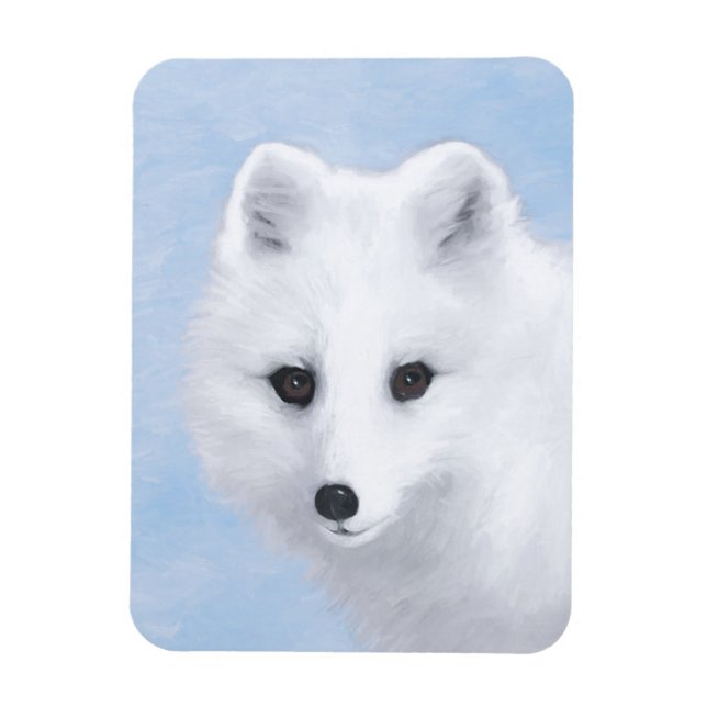 Arctic Fox Painting - Original Wildlife Art Magnet (Vertikal)