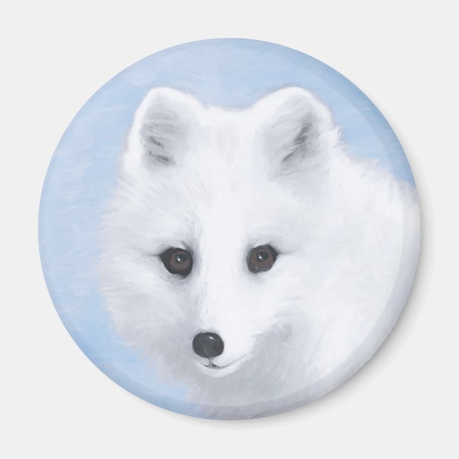 Arctic Fox Painting - Original Wildlife Art Magnet (Vorne)