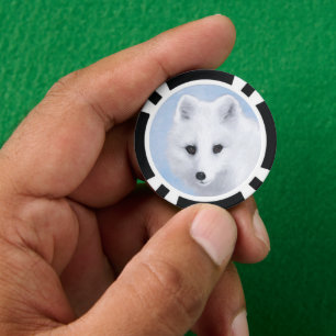 Arctic Fox Painting - Original Wildlife Art Pokerchips