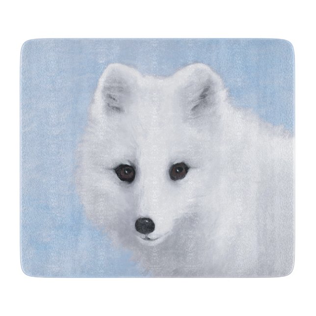 Arctic Fox Painting - Original Wildlife Art Schneidebrett (Vorderseite)