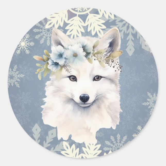 Arctic Fox Snowflake Stickers (Vorderseite)