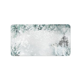 Arctic Fox Snowy Winter Woodland Mailadresse Adressaufkleber