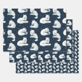 Arctic Fox Winter Christmas Tartan Kariertes Muste Geschenkpapier Set