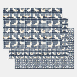 Arctic Fox Winter Christmas Tartan Kariertes Muste Geschenkpapier Set