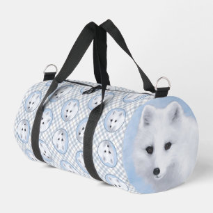 Arctic Fox Winter Malerei Original Wildlife Art Duffle Bag