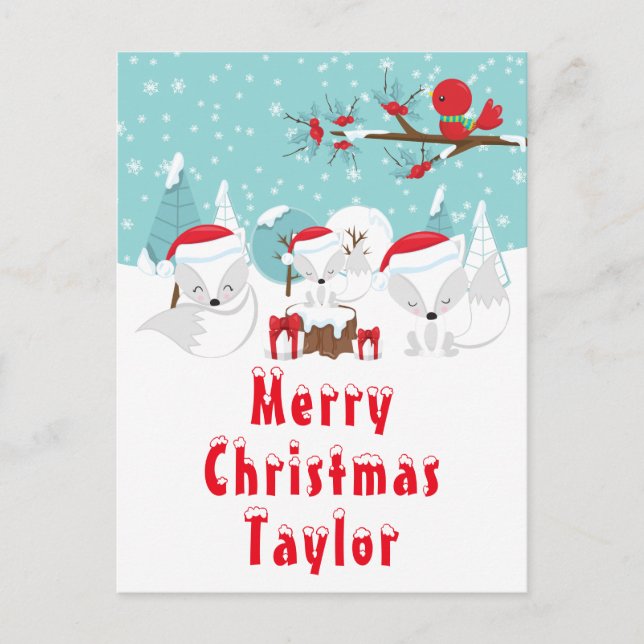 Arctic Foxes Weihnachtswald Frohe Weihnachten (Vorderseite)
