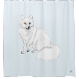 Arctic-Fuchs Handgezeichnete Airbrush-Kunst auf Ei Duschvorhang