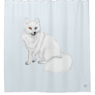 Arctic-Fuchs Handgezeichnete Airbrush-Kunst auf Ei Duschvorhang