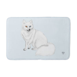 Arctic-Fuchs-Handzeichnung als digitale Kunst auf Badematte
