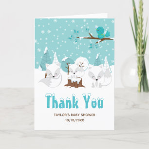 Arctic-Füchse Winter Wonderland Baby Shower Dankeskarte