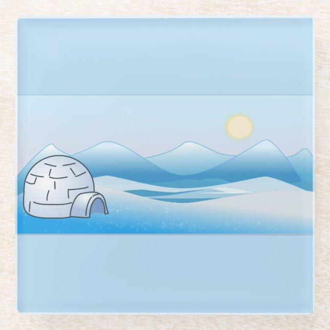 Arctic Iglu Blue Glasuntersetzer (Vorderseite)