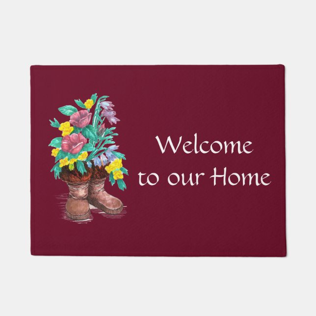 Arctic Mukluk Wildblume Brown Boot Welcome Zuhause Fußmatte (Vorderseite)