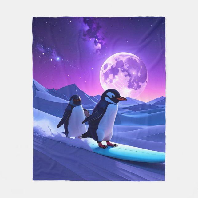 Arctic Night Penguins Fleecedecke (Vorderseite)