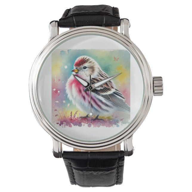 Arctic redpoll 211024AREF151 - Watercolor Armbanduhr (Vorderseite)