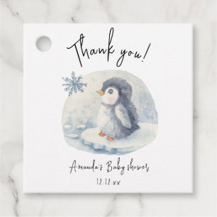 Arctic süßer Pinguin Danke Baby Shower Geschenkanhänger