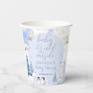 ARCTIC TIERE Schneeflocken Bäume Babydusche Pappbecher