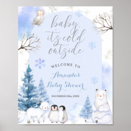 ARCTIC TIERE Schneeflocken Bäume Babydusche Willko Poster