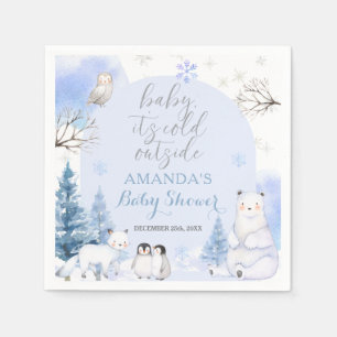 ARCTIC TIERE Schneeflocken Bäume Babyduschpapier Serviette