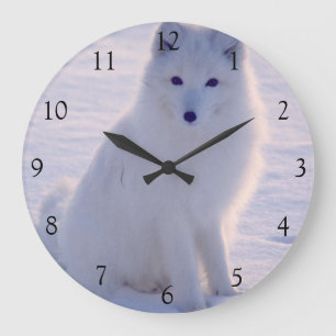 Arctic White Fox Winter Alaska Foto entworfen Große Wanduhr