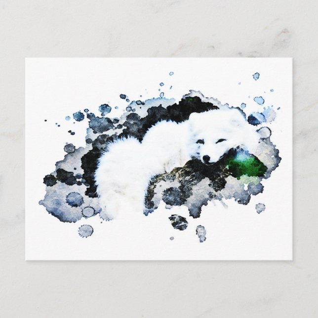 *~* Arctic White - Snow Polar Fox Ap18 Wildlife Postkarte (Vorderseite)