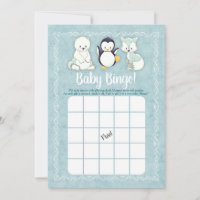 Arctic Winter Animals Baby Dusche Bingo Spiel