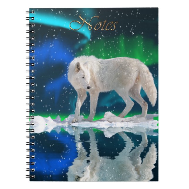 Arctic Wolf & Aurora Wildlife-Fan-Notebook Notizblock (Vorderseite)