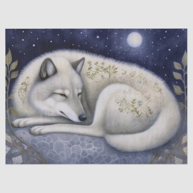 Arctic Wolf Boho Mystical Art Seidenpapier (Vorderseite)