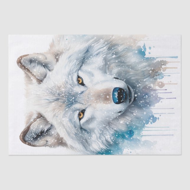 Arctic Wolf Watercolor Seidenpapier (Vorderseite)