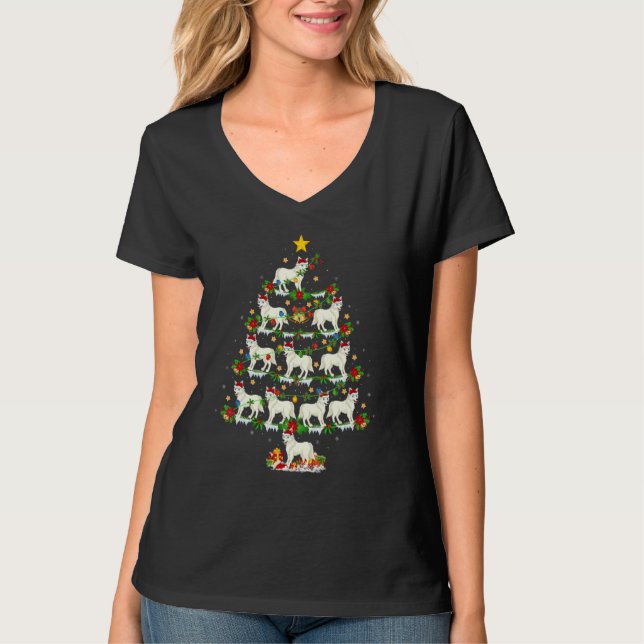 Arctic Wolf  Xmas Lights Arctic Wolf Christmas Tre T-Shirt (Vorderseite)