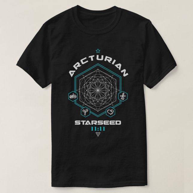 Arcturian Starseed Light Code Sacred Geometry 1111 T-Shirt (Design vorne)