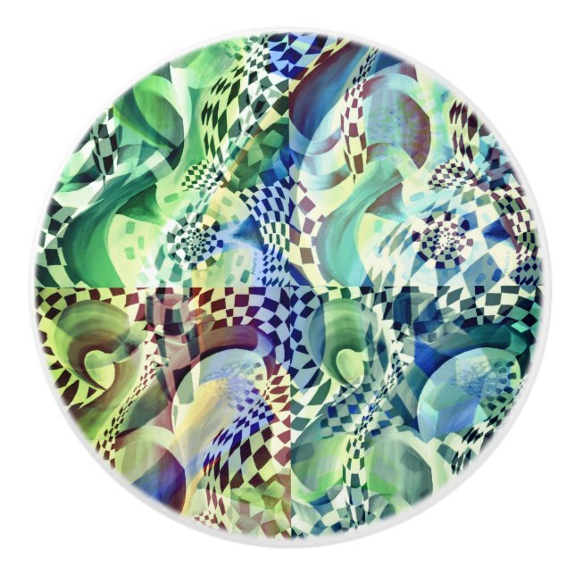 Ardeco Abstrakt Verzerrung Emerald Keramikknauf (Vorderseite)