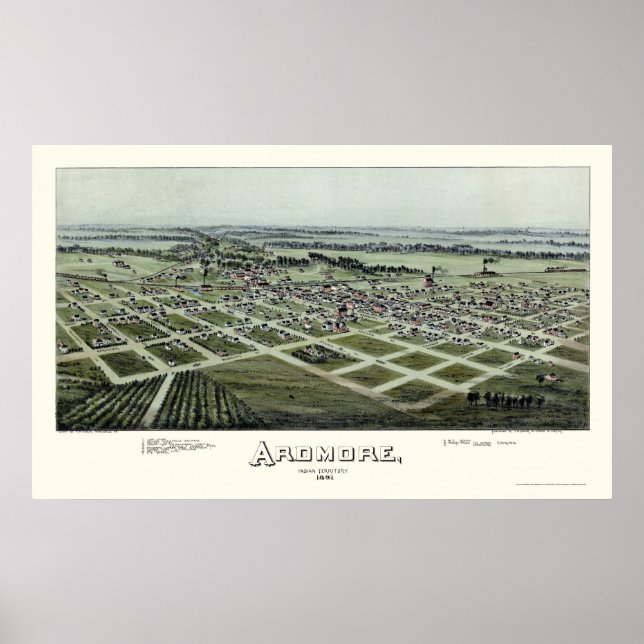 Ardmore, OK Panorama Karte - 1891 Poster (Vorne)