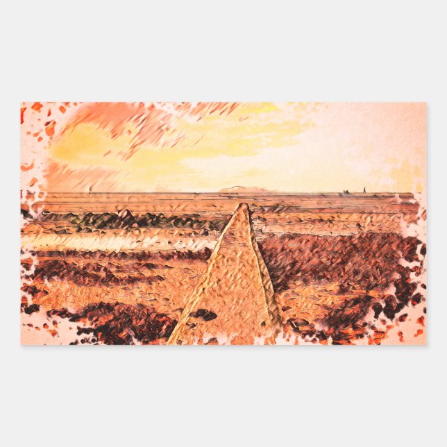 Ardrossan Beach Sunset, Scotland Rechteckiger Aufkleber (Vorderseite)