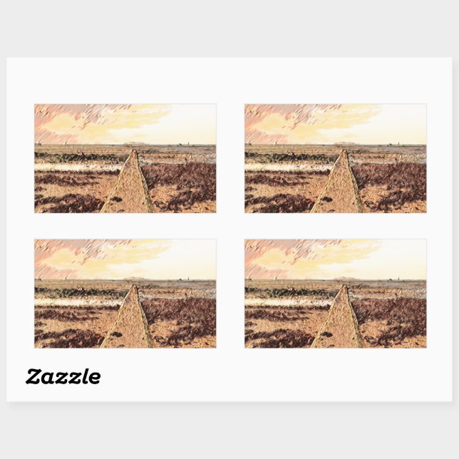 Ardrossan Beach Sunset, Scotland Rechteckiger Aufkleber (Blatt)