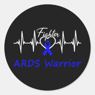 Ards Awareness Warrior Heartbeat Fighter Blue Ribb Runder Aufkleber