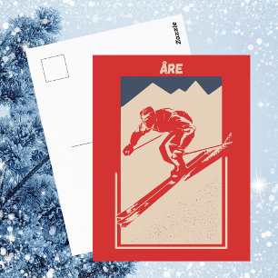 Åre Schweden Åresjön See Skigebiet - Vintage Retro Postkarte