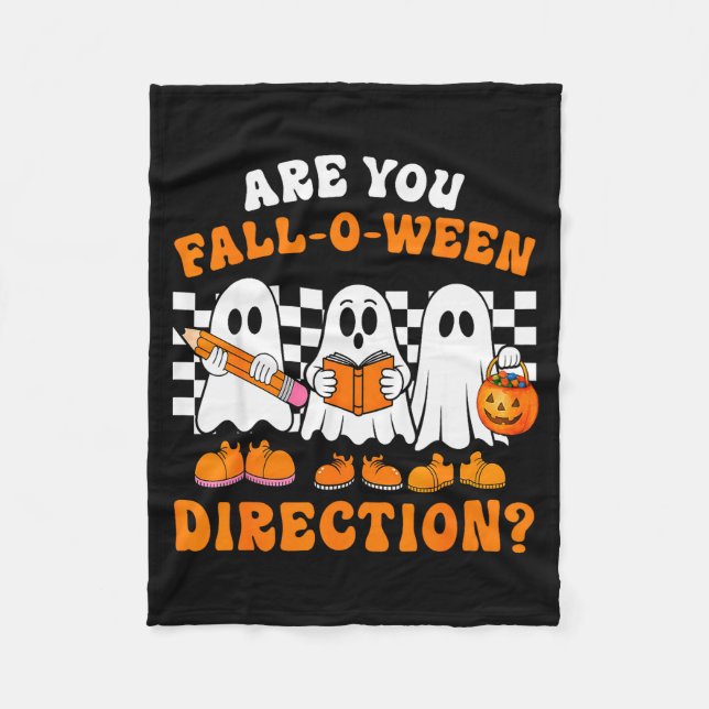 Are You Fall O Ween Directions Funny Ghost Teacher Fleecedecke (Vorderseite)